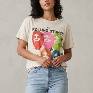 Daydreamer Rolling Stones Satisfaction Graphic Boyfriend Tee Cream Size Small